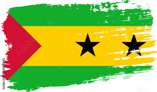 Sao Tome and Principe flag, wide brush stroke on transparent background vector