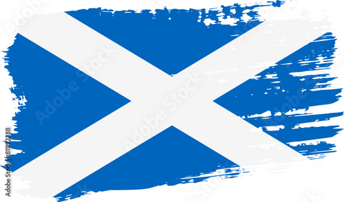 Scotland flag, wide brush stroke on transparent background vector