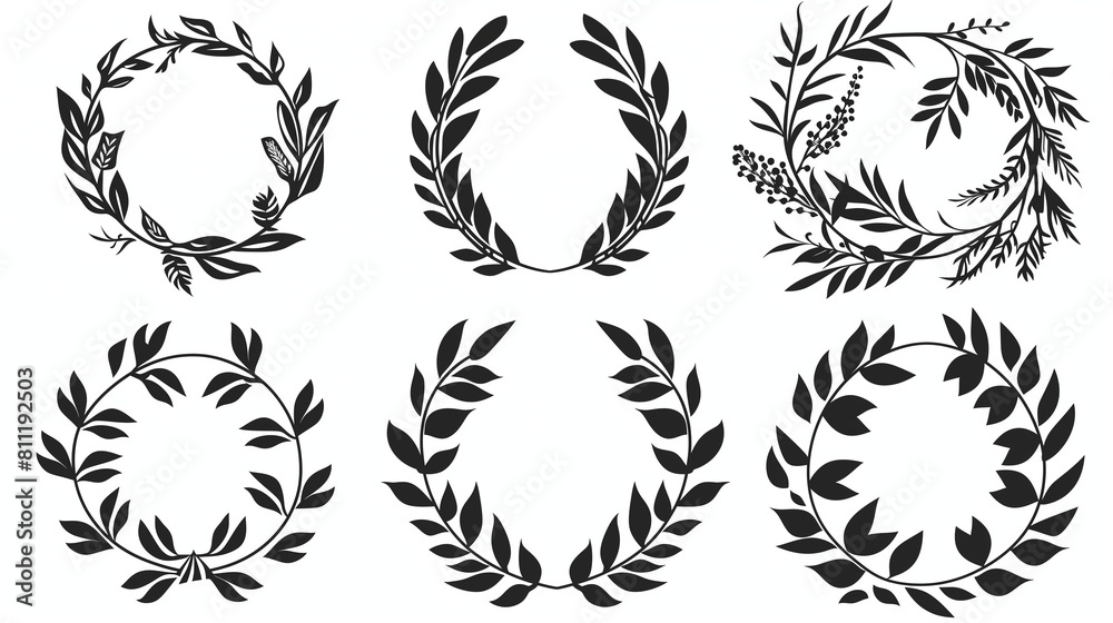 Set of Four Black and White Wreaths Set of Four Black and White Wreaths