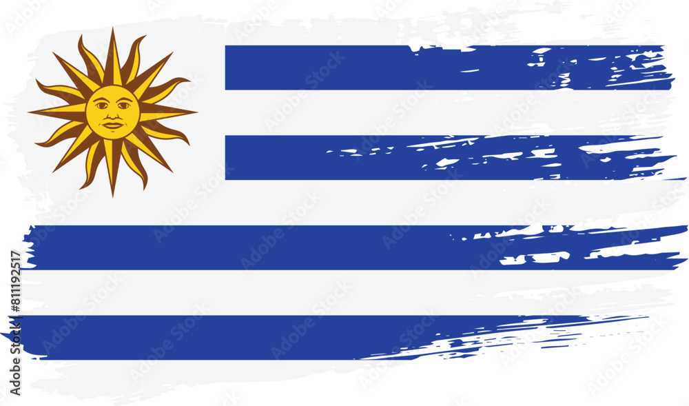 Obraz premium Uruguay flag, wide brush stroke on transparent background vector