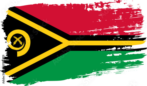 Vanuatu flag, wide brush stroke on transparent background vector