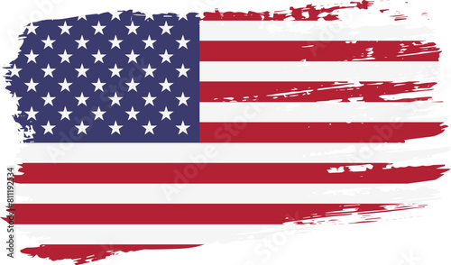 United States flag, wide brush stroke on transparent background vector
