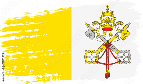 Vatican flag, wide brush stroke on transparent background vector