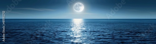 Moonlit Night Over the Sea Surface