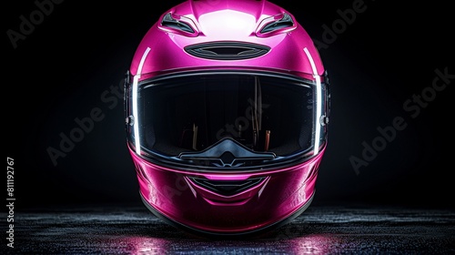 A vibrant purple helmet, possibly for motorsport photo