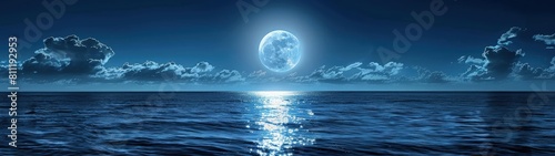 Moonlit Night Over the Sea Surface