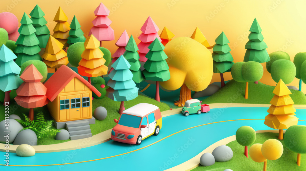 3d city houses transport cars road 3d city houses transport cars road
