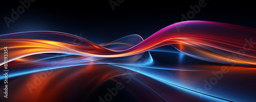 Abstract light forms undulate with a smooth, glossy finish, vibrant and crisp, exuding a sense of advanced technology and dynamic motion, flawlessly rendered photo