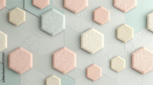 Wallpaper Mural Minimalist wall background with subtle textured hexagons in soft pastel hues, providing a gentle and calming effect suitable for serene spaces. Torontodigital.ca