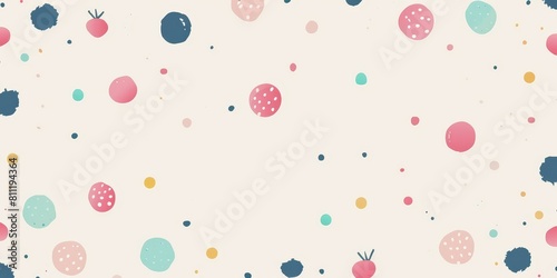 A colorful background with many small dots and a few larger ones. The background is a mix of pink, blue, and green