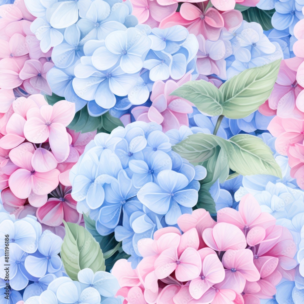 hydrangea watercolor seamless pattern 