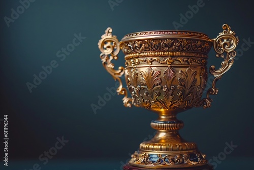 Bright gold trophy on a black background perfect for achievement and awardrelated marketing campaigns