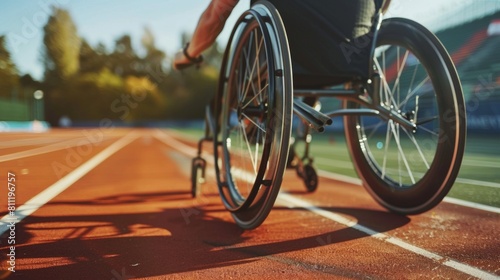 : Wheelchair Athlete Racing on Track