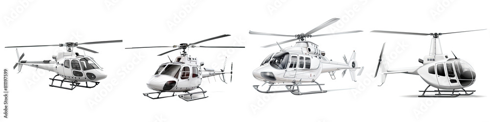 Gliding Through the Blank Canvas, White helicopter isolated on transparent, alpha background PNG cut out