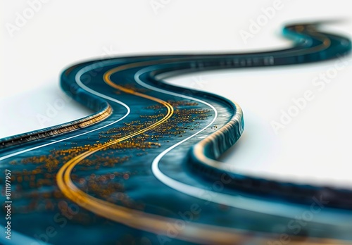 A road with a curve in it.