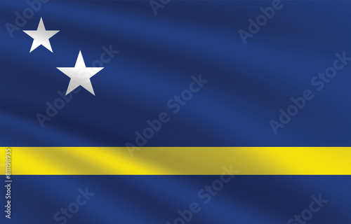 National flag of Curacao. Curacao Flag. Waving Curacao flag.

