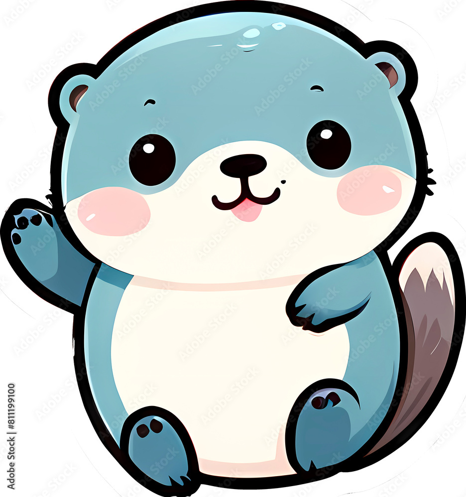 Obraz premium Cute cartoon otter. Vector illustration with simple gradients.