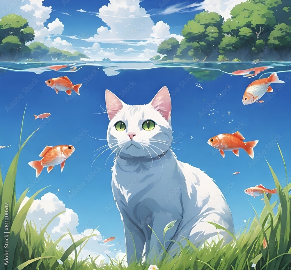 cat and fish cat and fish