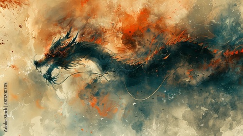 A majestic watercolor painting of a dragon
