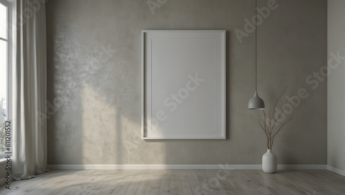 billboard on the wall  blank mockup frame on wall in modern office interior design in 3d style. illustration generative ai