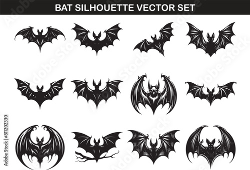 Bat Silhouette Vector Illustration set