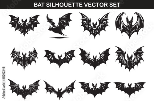 Bat Silhouette Vector Illustration set