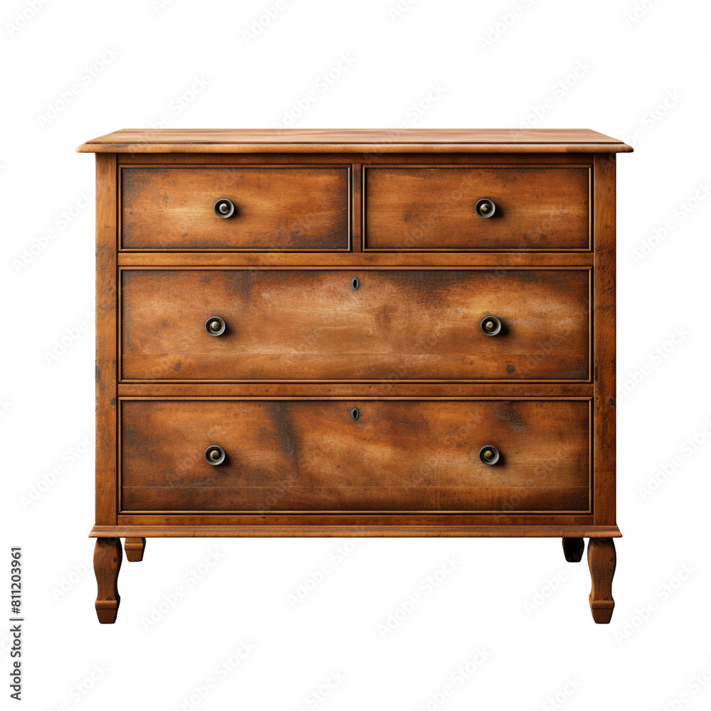 Old wooden dresser isolated on transparent background Old wooden dresser isolated on transparent background