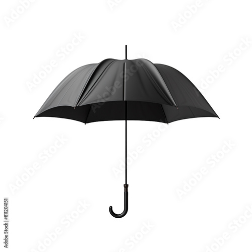 Open black umbrella isolated on transparent background