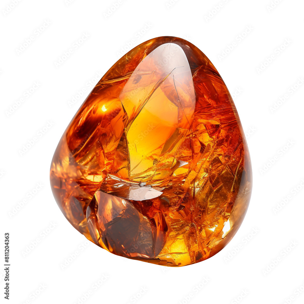Orange amber gemstone isolated on transparent background Orange amber gemstone isolated on transparent background