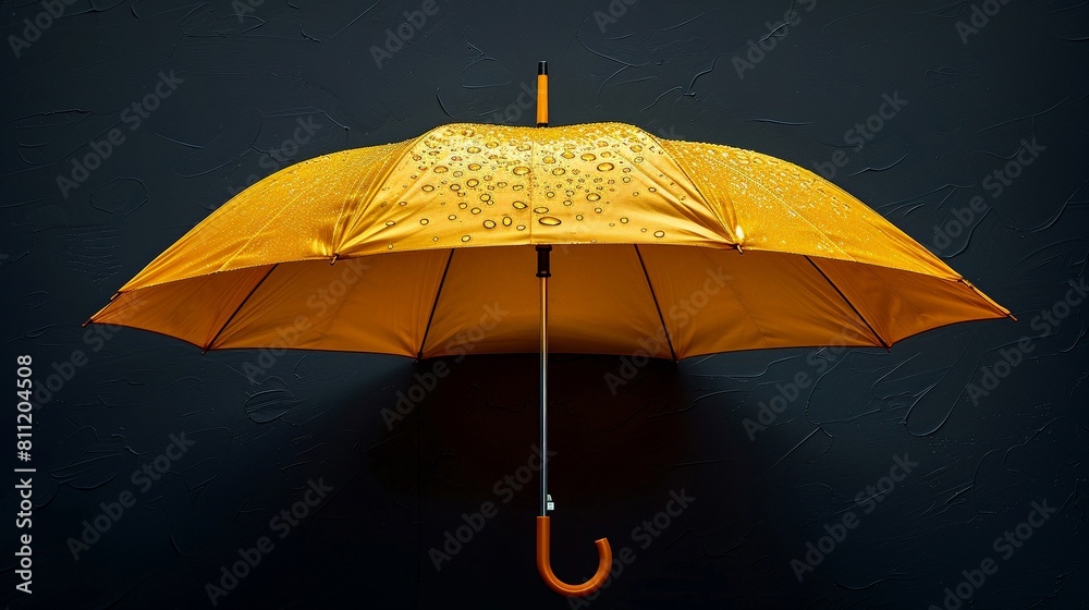 A yellow umbrella shields a person from the pouring rain