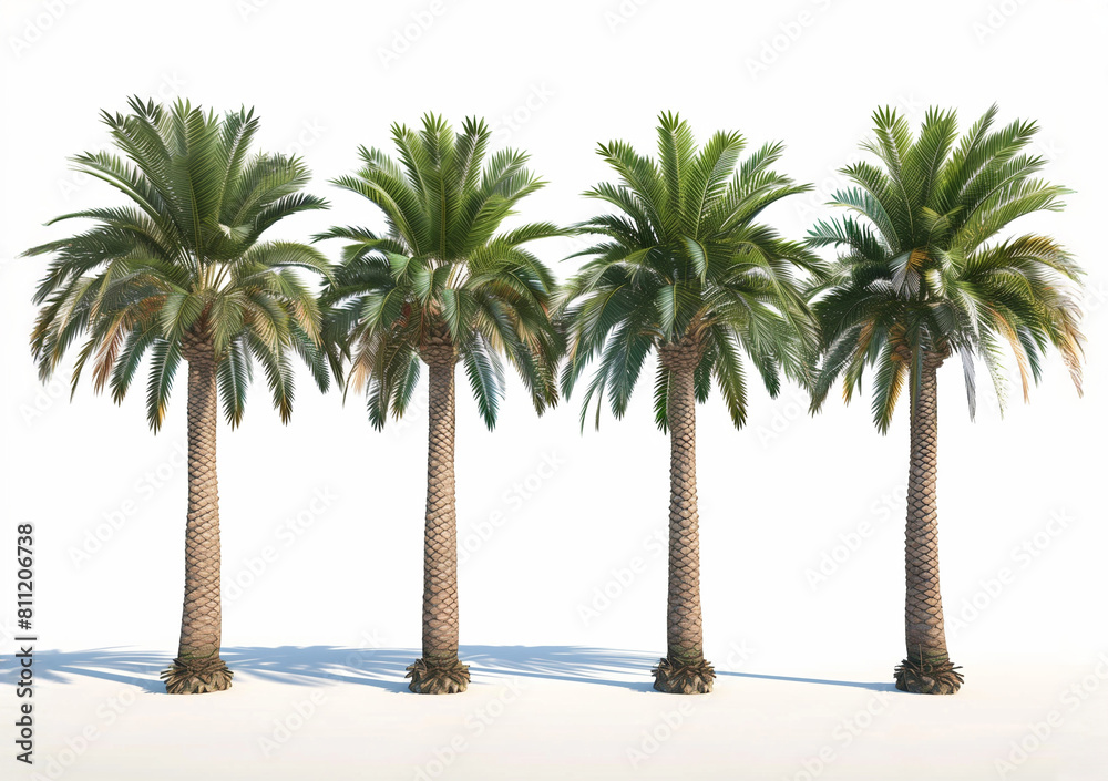 Fototapeta premium Isolated date-palm trees on white background
