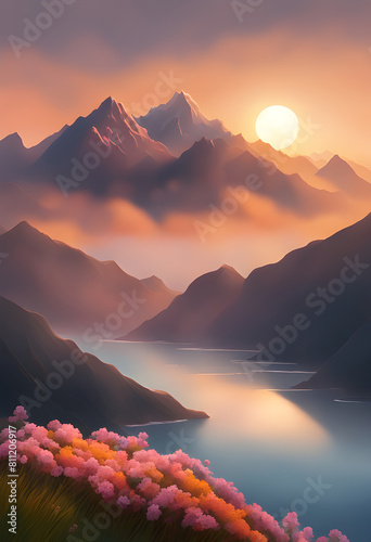 sunset in the mountains