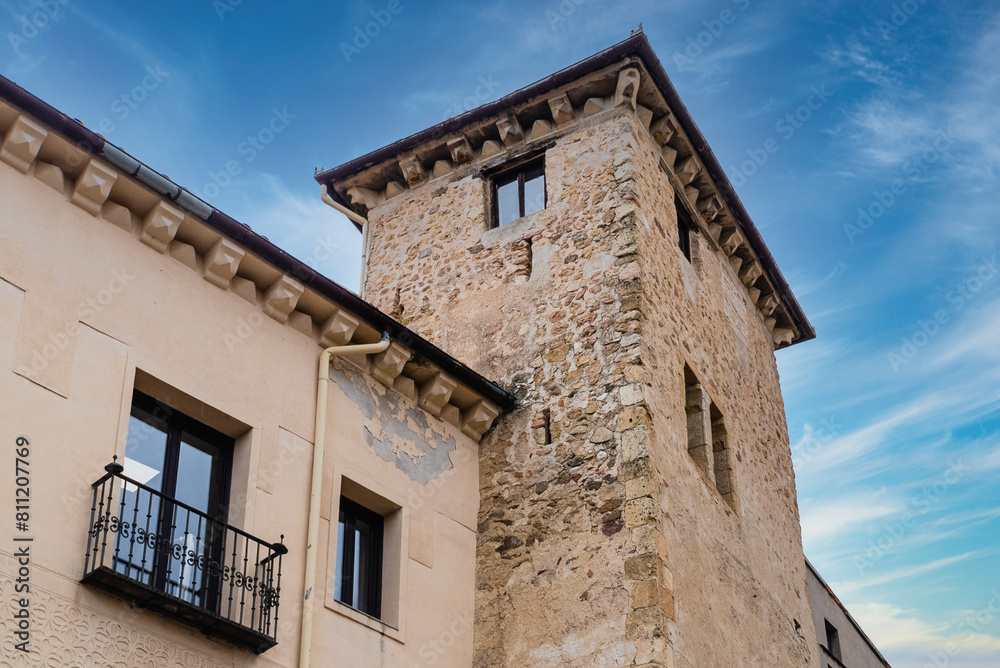 Segovia, España. April 28, 2022: Panoramic landscapes of Segovia with architecture and blue sky. Segovia, España. April 28, 2022: Panoramic landscapes of Segovia with architecture and blue sky.