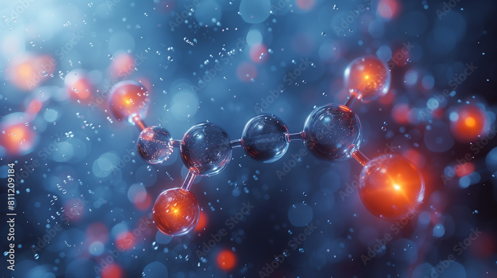 Molecule on a Blue Background. Science Theme Molecule on a Blue Background. Science Theme