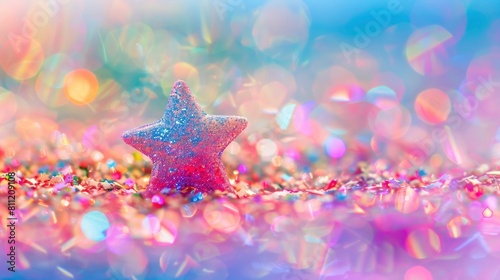 selected focus of colorful stars with bokeh on background