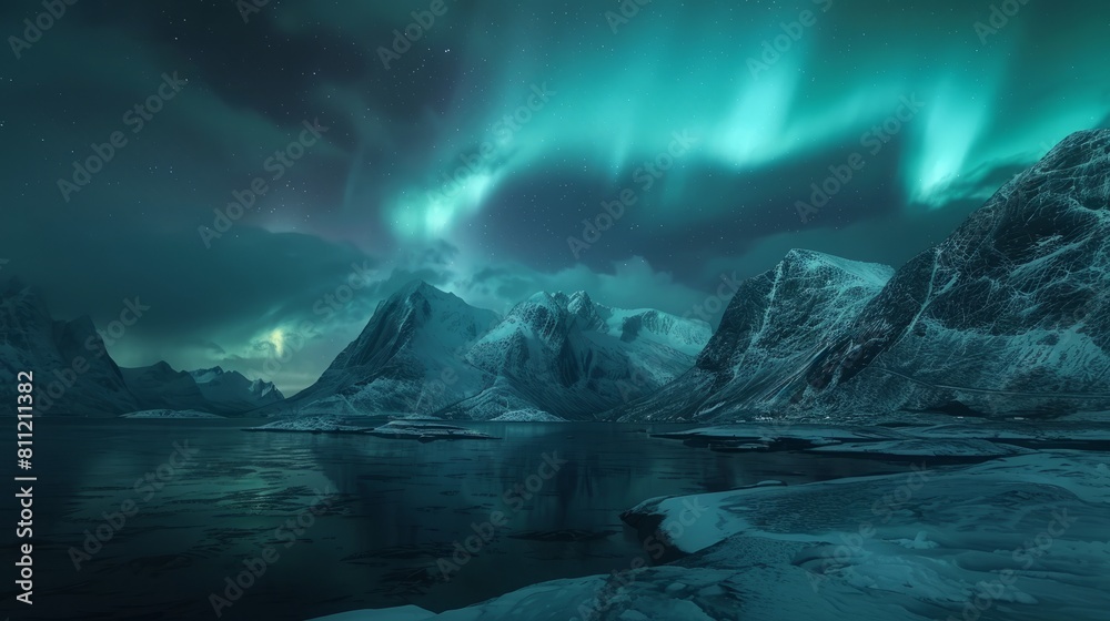 Aurora Borealis Timelapse on Lofoten Islands Norway hyper realistic 