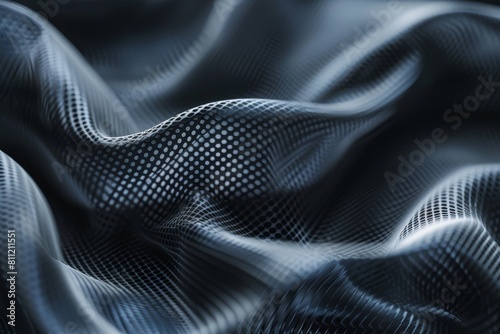 Black and white wavy neoprene fabric creating a unique pattern and texture, A futuristic visualization of neoprene fabric with a sleek, rubbery appearance photo