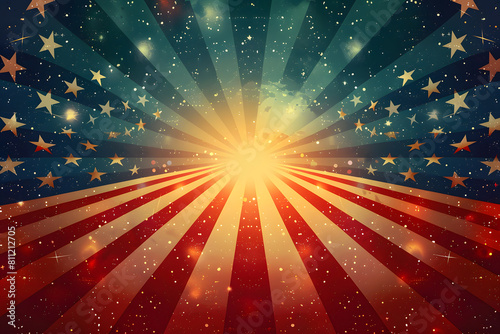 American Flag colors and fireworks mockup background with copy space . 4 July independence day concept celebration