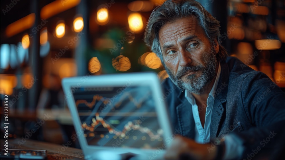 The company chief operating officer is at work, managing processes with a laptop. Generative AI. The company chief operating officer is at work, managing processes with a laptop. Generative AI.