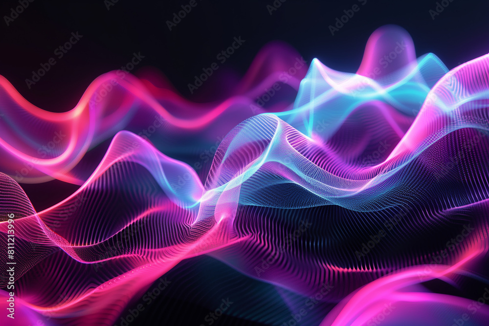 Vibrant Neon Waves on a Dark Background
