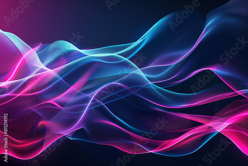 Vibrant Neon Waves on a Dark Background photo