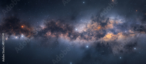 arafed image of a galaxy with a star field and a bright orange center