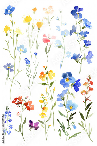 a close up of a bunch of flowers on a white background