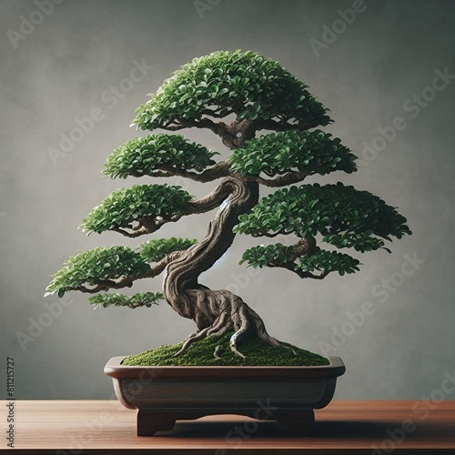 bonsai illustration potted plant