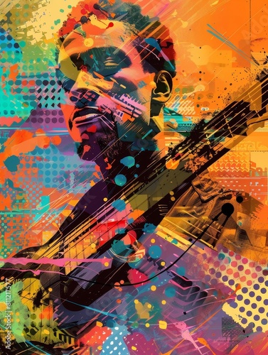 Surreal Portrait of a Musical Visionary  A Symphony of Abstracted Forms and Vibrant Hues