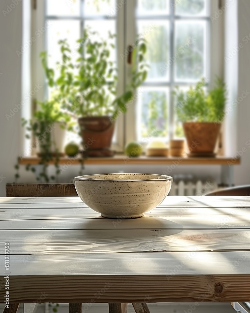 Kitchen wooden table top and kitchen blur background Kitchen wooden table top and kitchen blur background