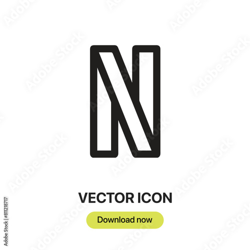 Netflix icon vector. Linear-style sign for mobile concept and web design. Netflix symbol illustration. Pixel vector graphics - Vector.	