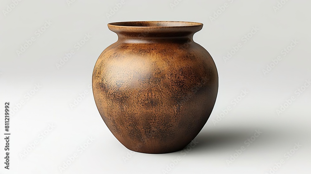 Generate a 3D rendering of a ceramic vase with a rough, textured surface Generate a 3D rendering of a ceramic vase with a rough, textured surface