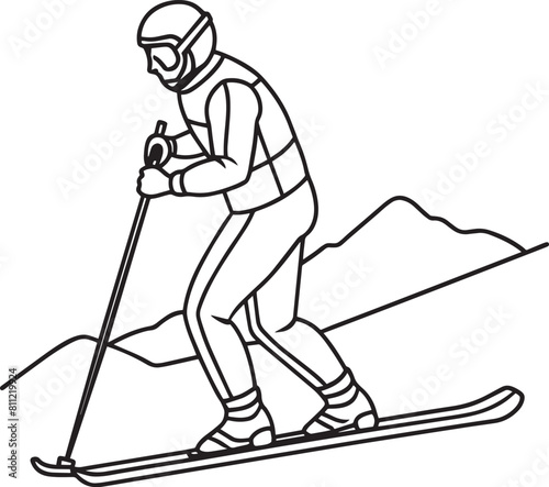 Vector art of skiing silhouette simple skier silhouette
