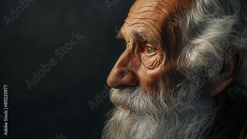 A photograph highlighting the timeless character of a close-up portrait of a biblical old man photo